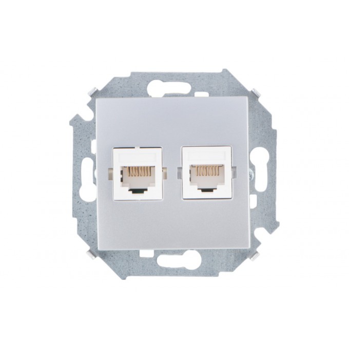 Розетка SIMON 1591593-033 SIMON 15 Алюминий компьютерная 2-я RJ45 кат.5е 100044422570