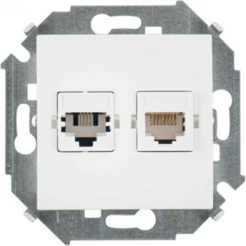 Телефонная + компьютерная розетка SIMON RJ11+RJ45 кат.5е, белый 20 1591590-030